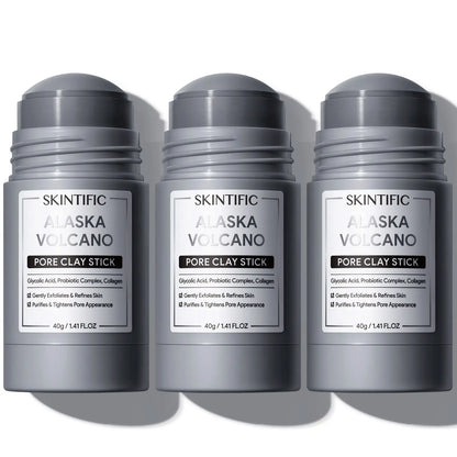 [BUY 2 save 30%]SKINTIFIC Alaska Volcano Pore Clay Stick Cleansing Blackhead Remover Face Mask Stick with Natural Clay Gentle Exfoliating Smoothing Skin Non-Drying Skincare