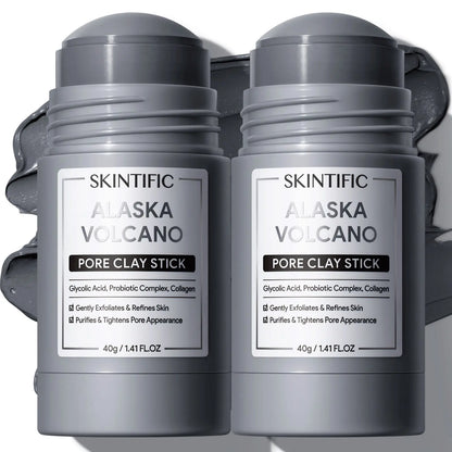 [BUY 2 save 30%]SKINTIFIC Alaska Volcano Pore Clay Stick Cleansing Blackhead Remover Face Mask Stick with Natural Clay Gentle Exfoliating Smoothing Skin Non-Drying Skincare