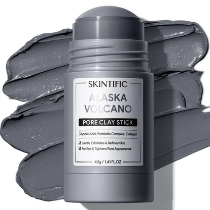 [BUY 2 save 30%]SKINTIFIC Alaska Volcano Pore Clay Stick Cleansing Blackhead Remover Face Mask Stick with Natural Clay Gentle Exfoliating Smoothing Skin Non-Drying Skincare