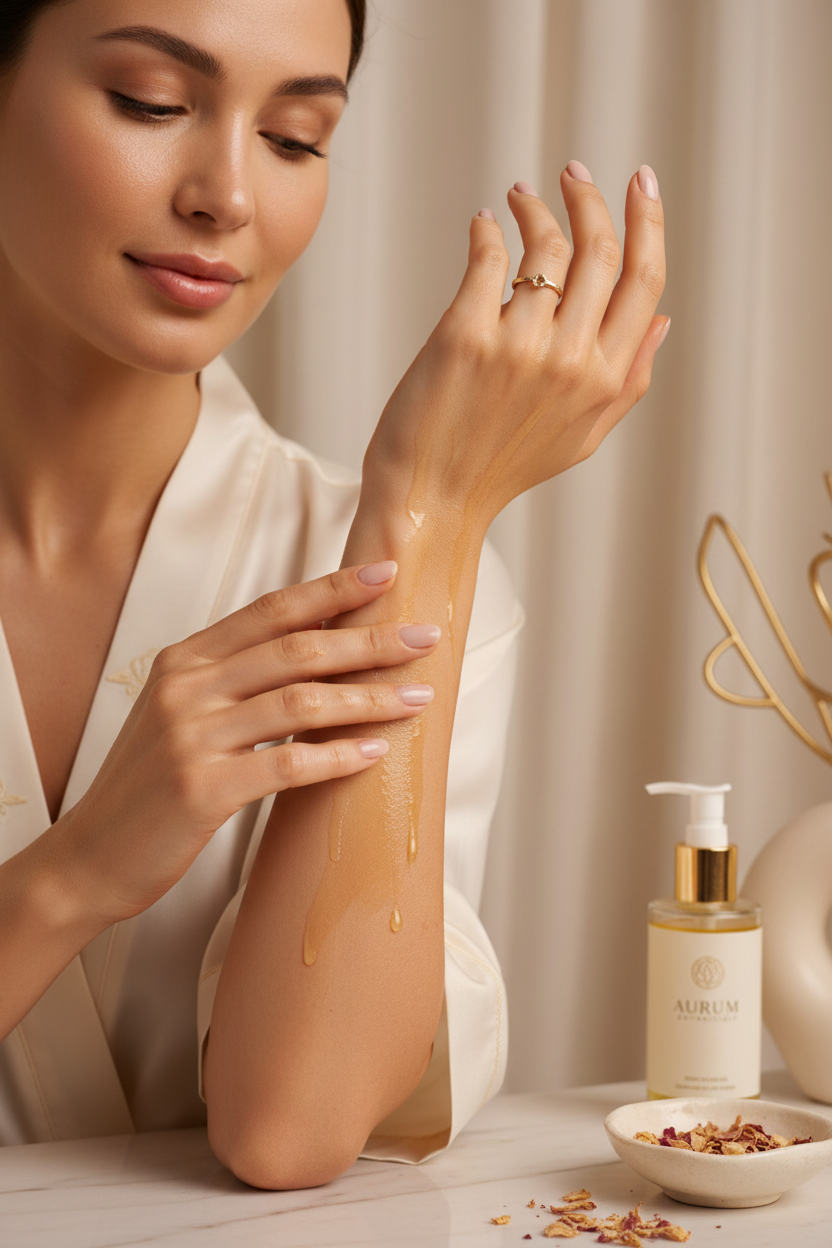 Woman Applying Body Oil